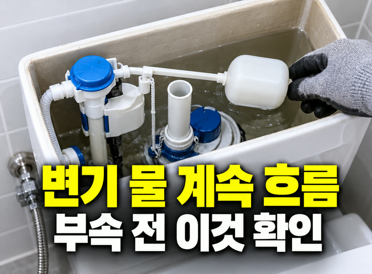 변기 물이 계속 흐를 때 부속 전 이것 확인