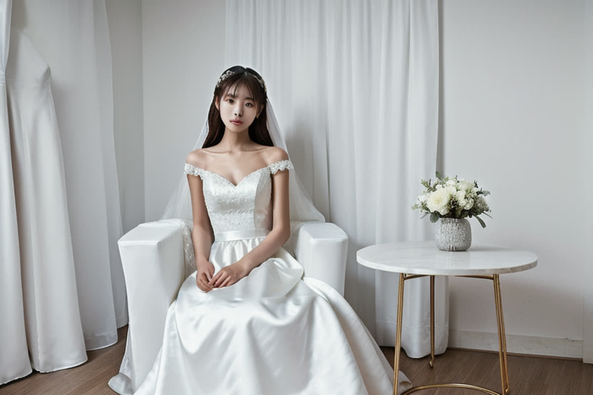 웨딩박람회 사전등록 전 예식 시기와 방문 준비사항을 정리하는 장면