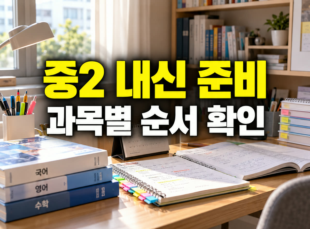중2 내신 준비 과목별 순서 확인