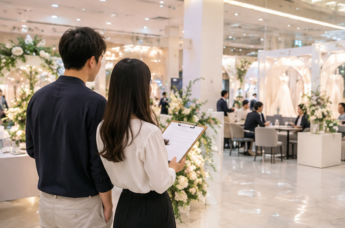 천안 갤러리아 결혼박람회에서 상담 순서와 동선을 정하는 예비부부