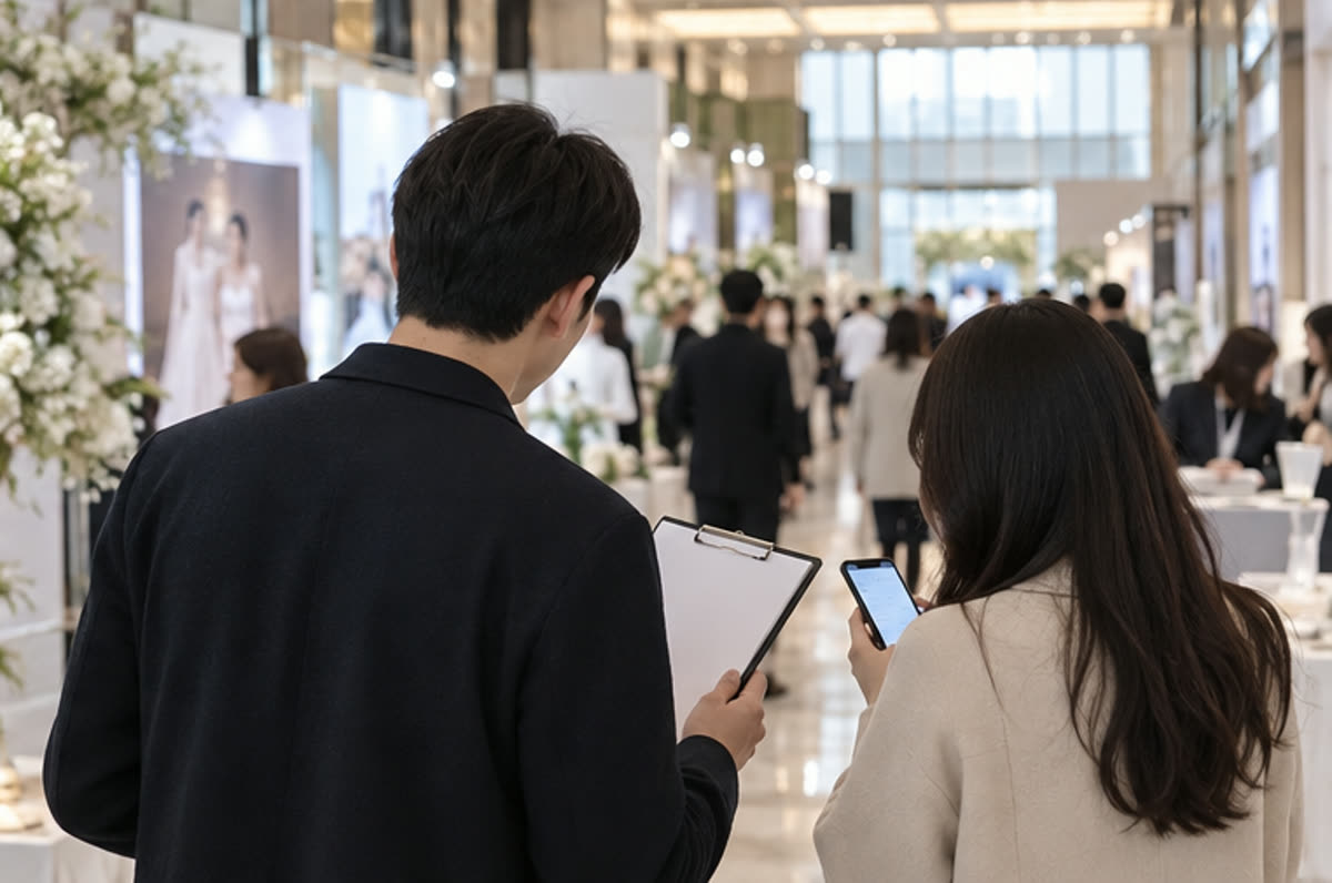 충주 결혼박람회에서 상담 순서와 현장 동선을 정하는 예비부부